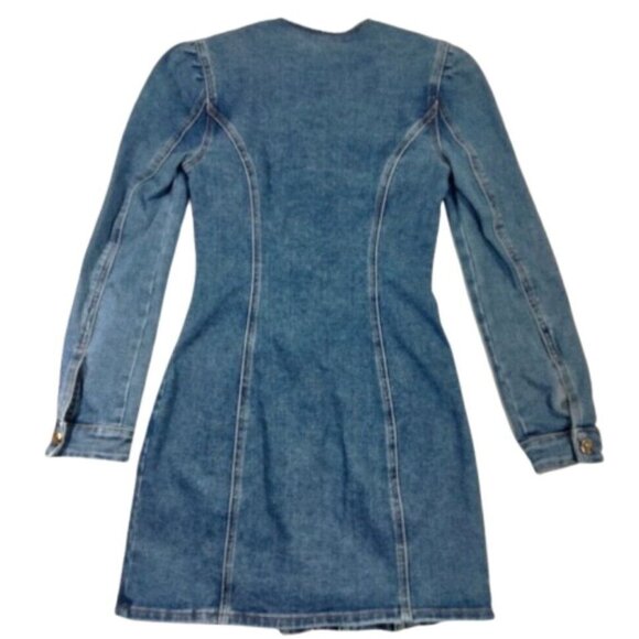 House of Harlow 1960 Nicole Richie Denim Mini Dress Long Sleeve Western Size 2 - Picture 4 of 7